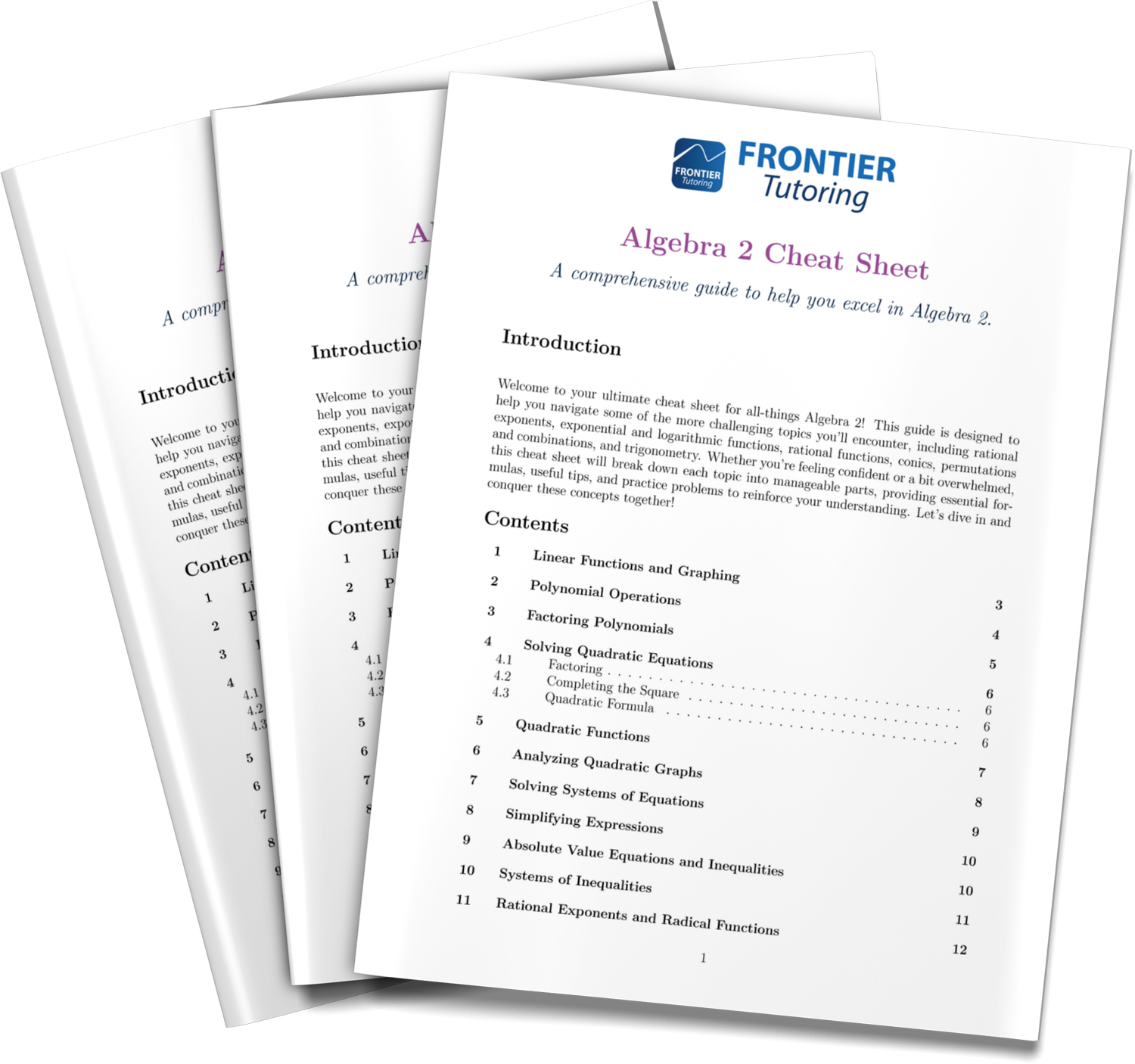2025-09-02 Algebra 2 Cheat Sheet 3d Cover